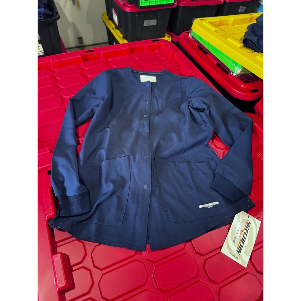 Skechers by Barco Womens Navy Blue Snap Front Scrub Jacket XS SK0215